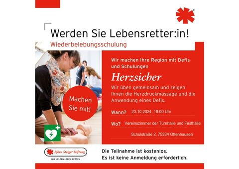 Lassen auch Sie sich zum potenziellen Lebensretter ausbilden!