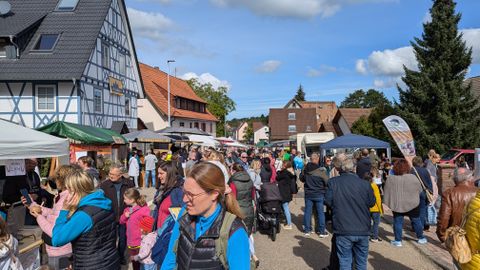 Viele Besucherinnen und Besucher auf dem Naturpark-Markt.