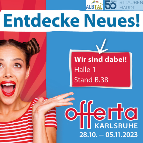Offerta in Karlsruhe vom 28. Oktober bis 5. November - Stand von Albtal Plus in Halle 1, Stand B38