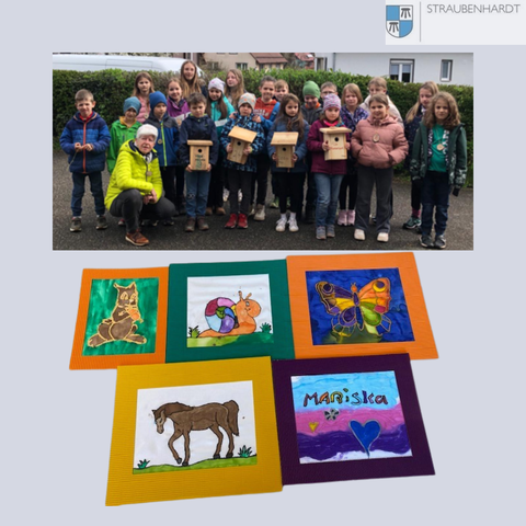 4 Nistkästen und schöne Bilder aus Seidenmalerei sind entstanden.