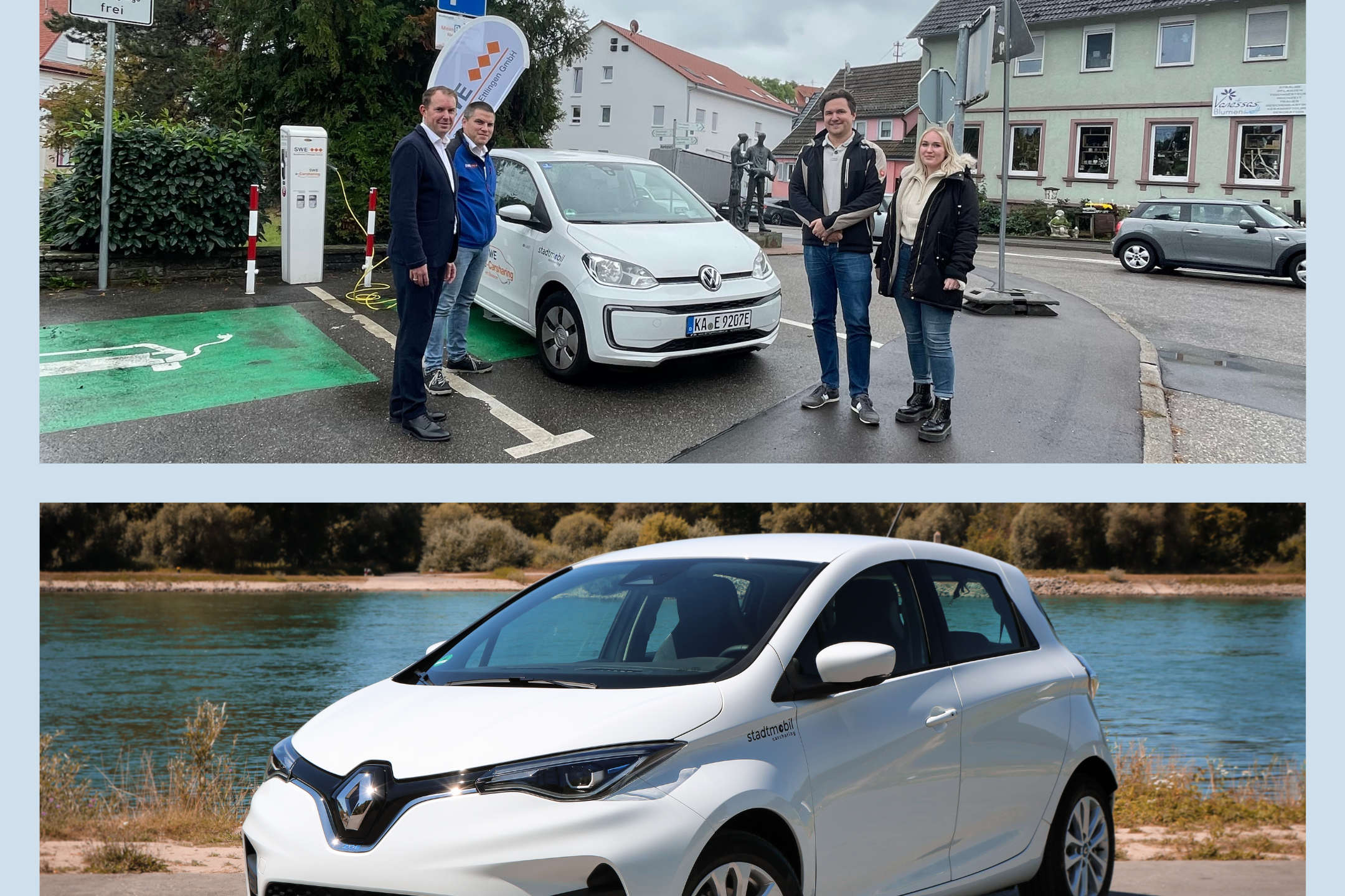 Buchbar ab sofort sind in Schwann ein Renault Zoe und ein VW UP in Feldrennach.