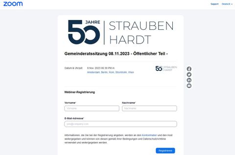 Screenshot der Anmeldemaske von Zoom